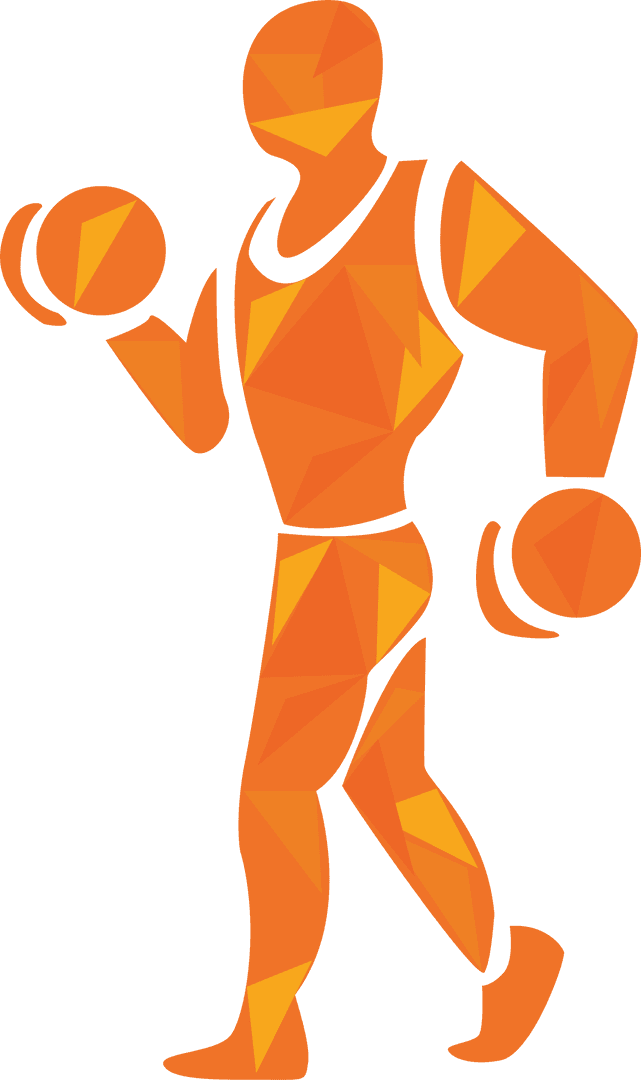 Low-Poly Athletic Figure Juggling Geometric Spheres Transparent Art