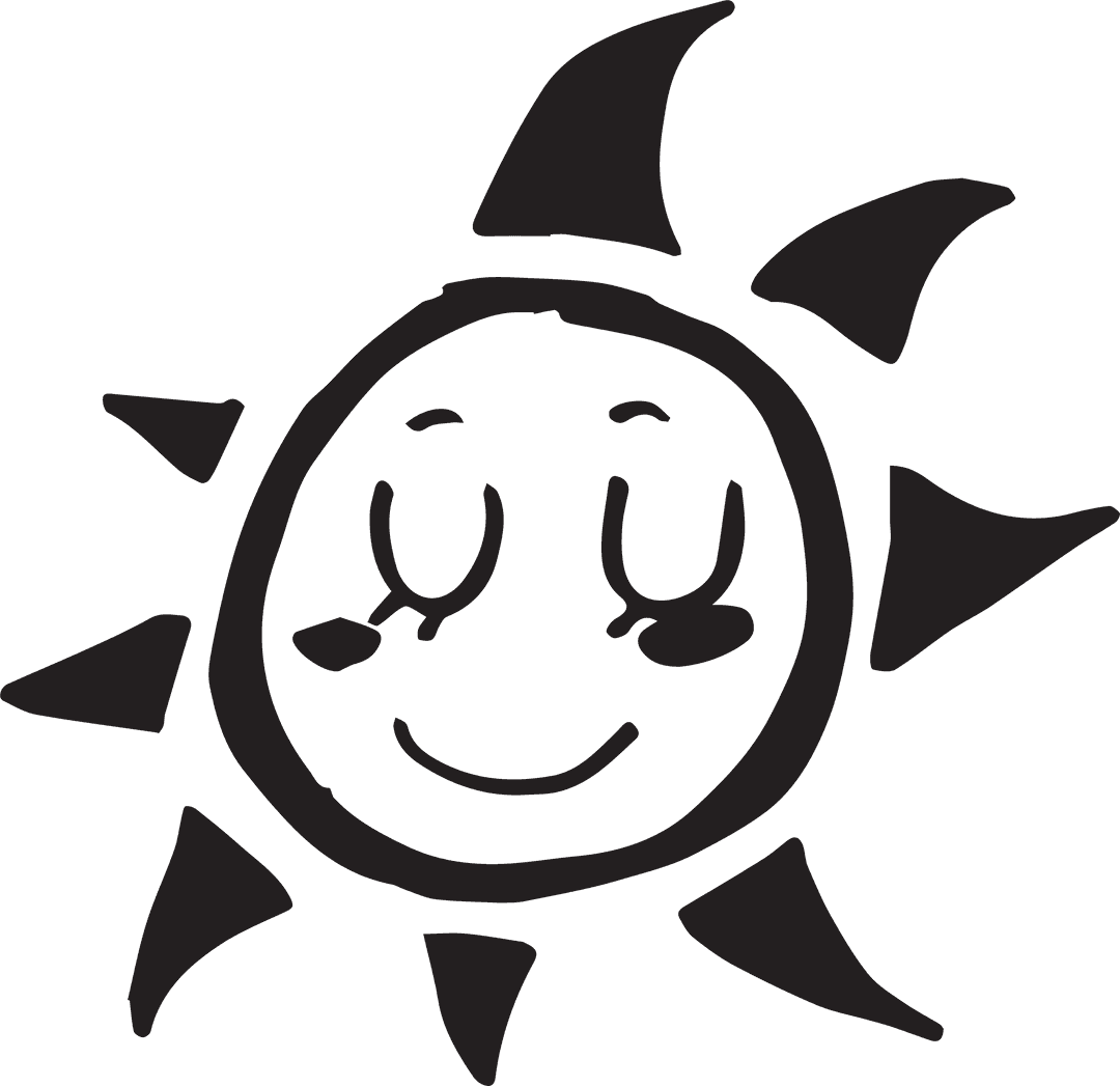 Smiling Sun Illustration on Transparent Background with Cheerful Expression