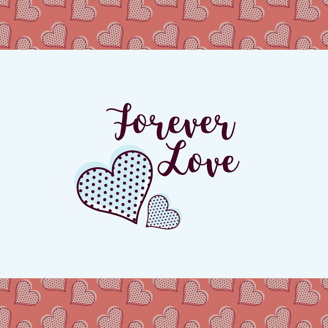 Transparent Love-Themed Graphic with Hearts and Text Design