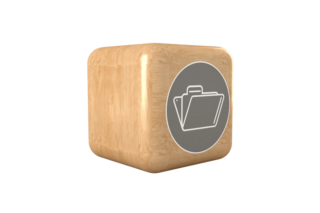 Transparent Wooden Cube with File Icon Illustration