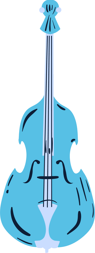 Blue Cello-Like Instrument Illustration on Transparent Background