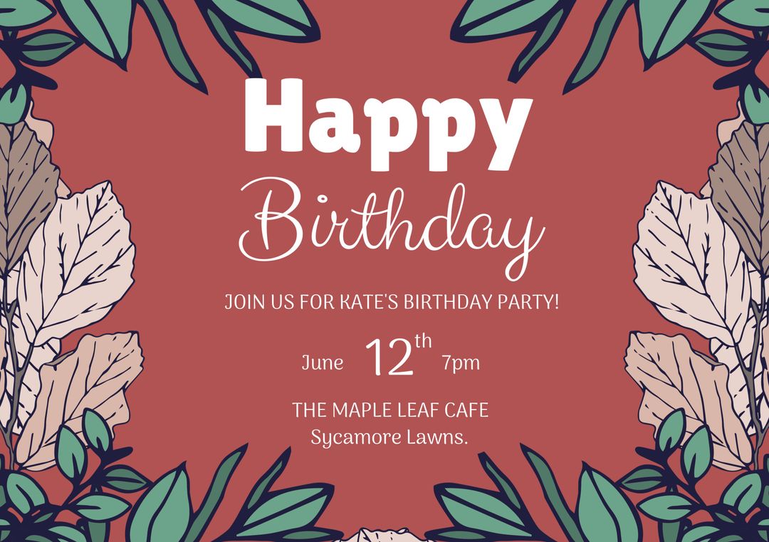 Floral Themed Birthday Party Invitation With Elegant Design - Download Free Stock Templates Pikwizard.com