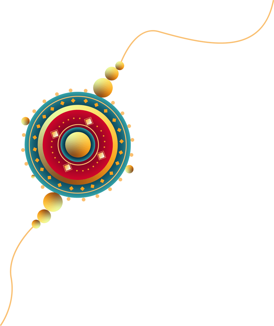 Elegant Transparent Geometric Ornament with Vibrant Red and Teal Designs