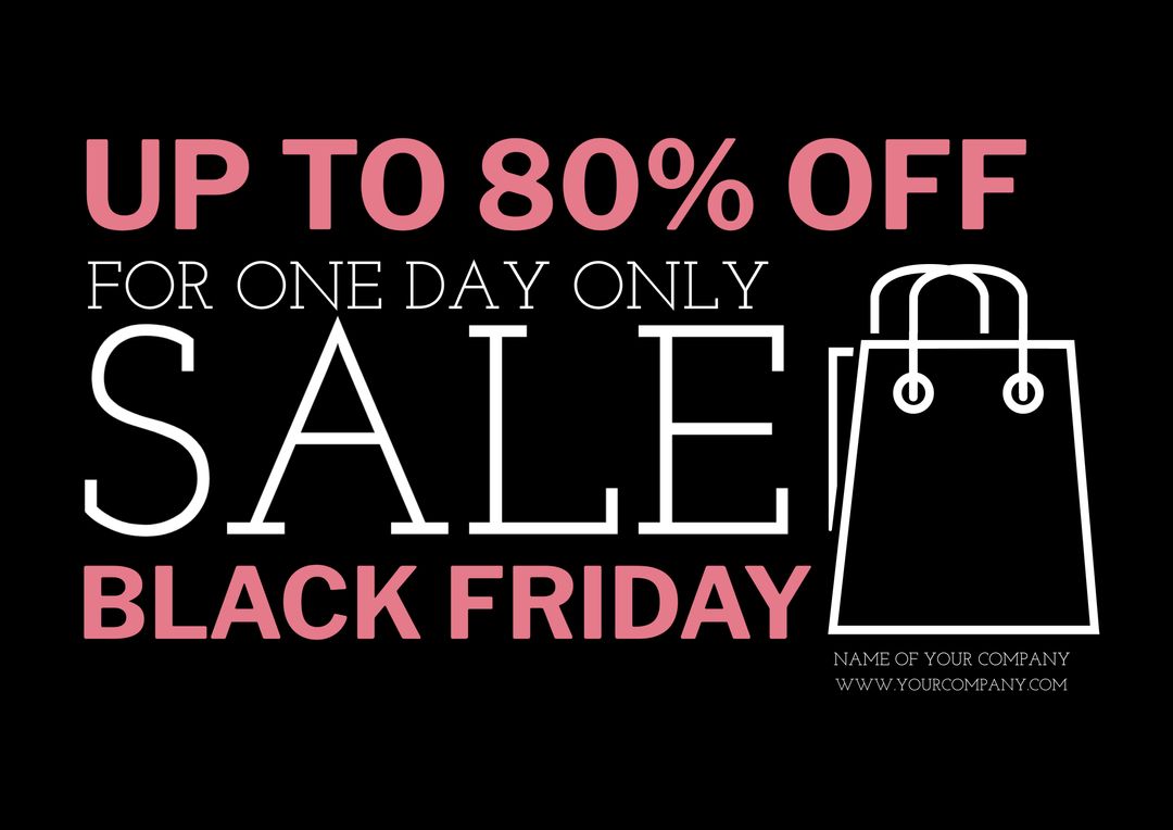 Black Friday Sale Advertisement with Up to 80 percent Off - Download Free Stock Templates Pikwizard.com