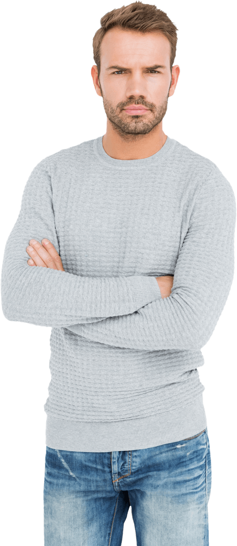 Transparent Image of Serious Man Standing with Arms Crossed