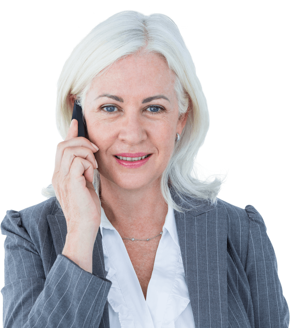 Confident Businesswoman on Mobile Phone Transparent Background