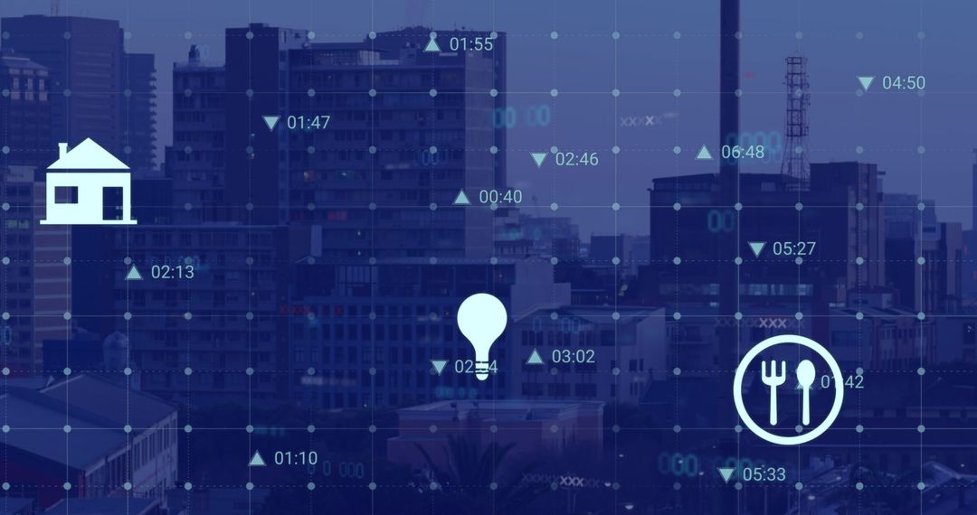 Digital Geolocation Over Vintage Cityscape Illustration