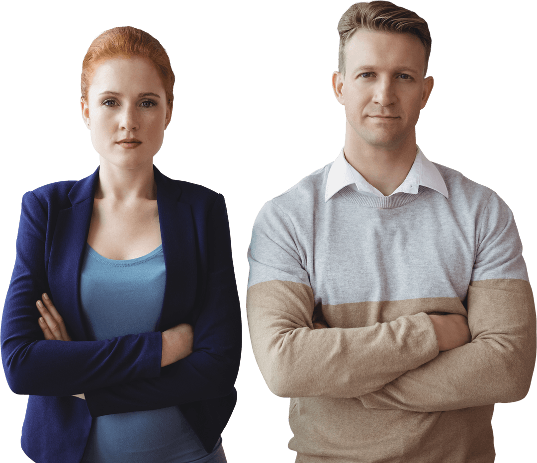 Transparent Confident Business Professionals Crossed Arms
