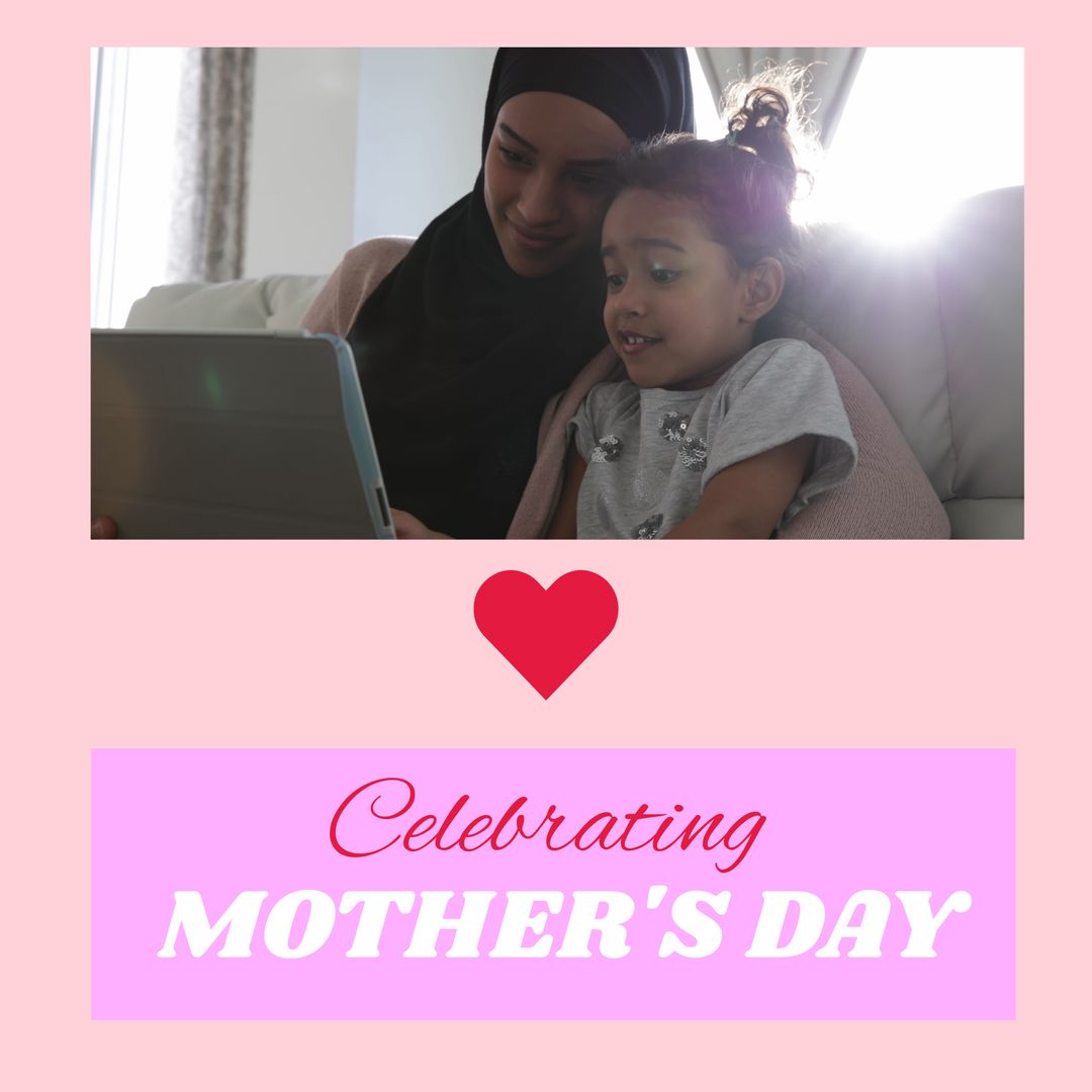 Mother and Daughter Bonding on Mother's Day Reading Together