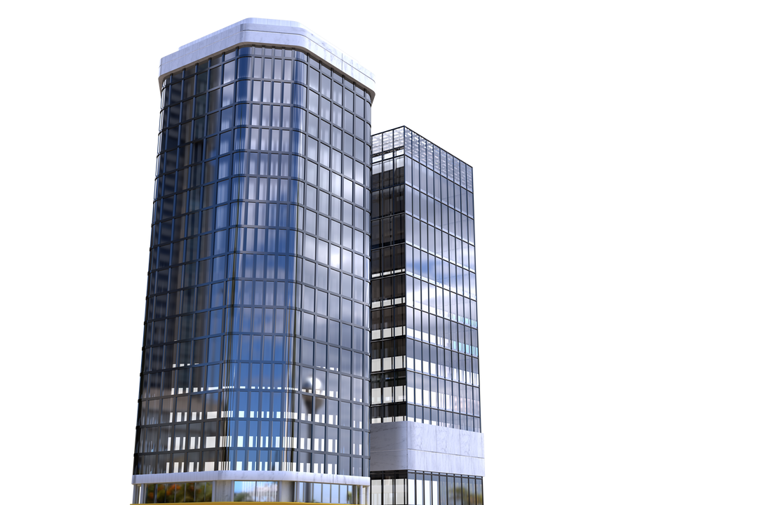 Elegant Transparent Modern Office Buildings Against Clear Sky - Download Free Stock Images Pikwizard.com