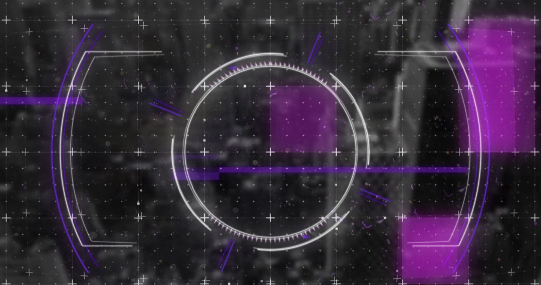 Futuristic Digital Interface with HUD Design Overlaying Cityscape