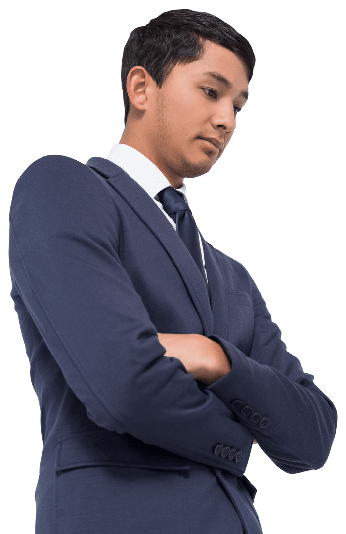 Serious Businessman Posing with Transparent Background