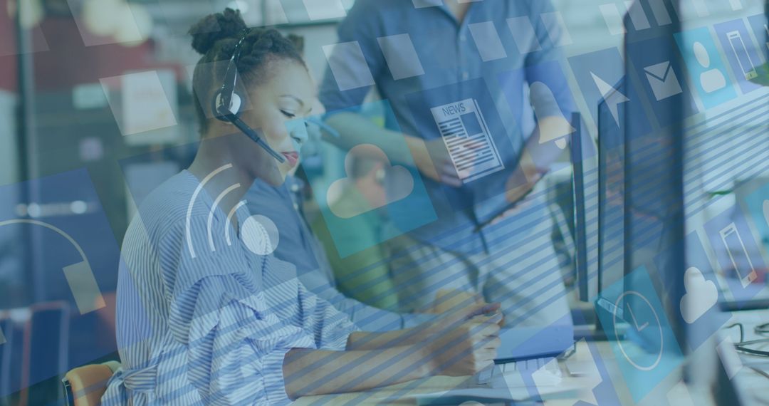 Digital Transformation in Modern Office Environment with Diverse Professionals