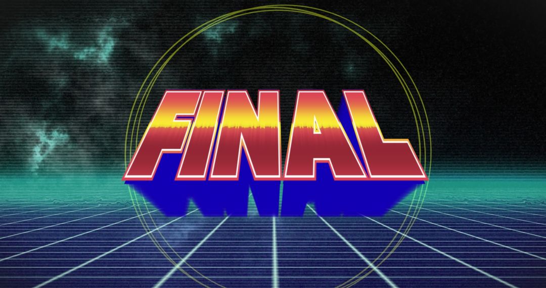 Retro Futuristic FINAL Font Over Neon Grid Background