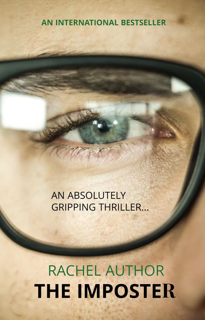 Suspense Novel Cover Featuring Enlarged Eye and Glasses