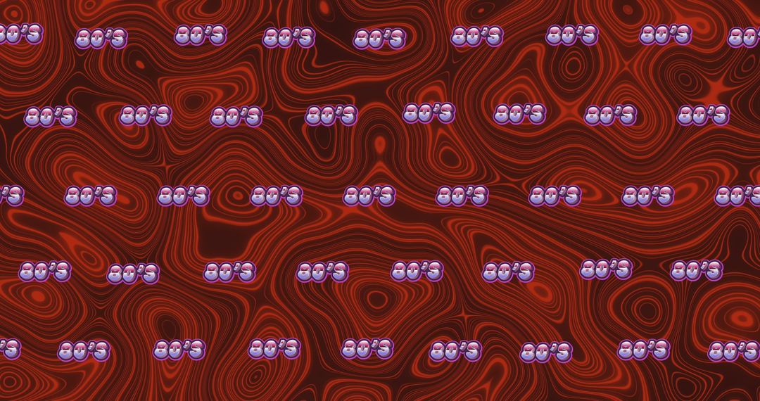 Retro 80s Repeating Pattern Over Vibrant Red Abstract