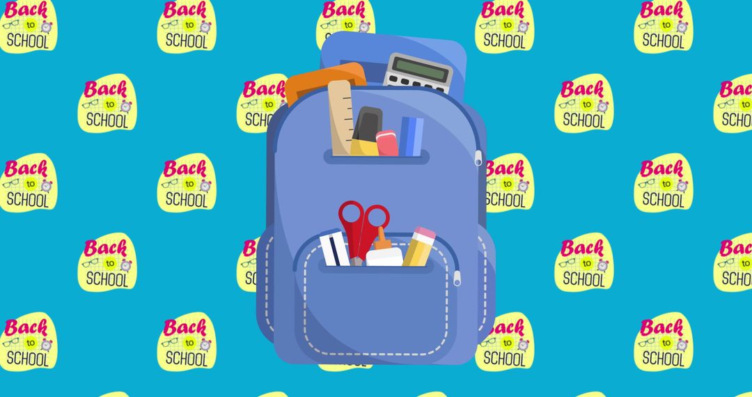 Backpack and School Supplies with Back to School Icons Background - Free Images, Stock Photos and Pictures on Pikwizard.com