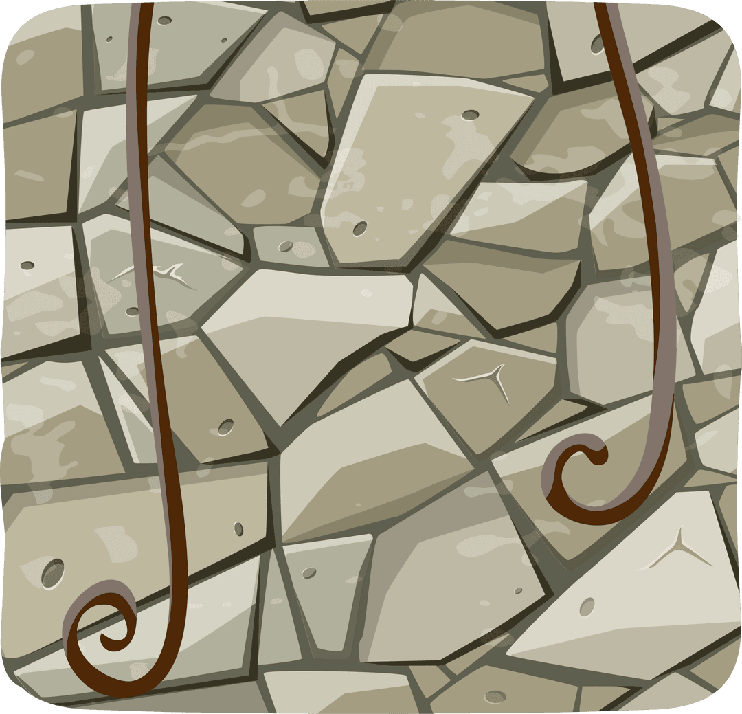 Abstract Stone Mosaic Transparent Background with Curling Vines