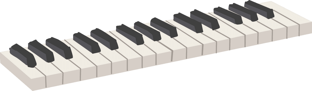 3D Stylized Piano Keyboard on Transparent Background