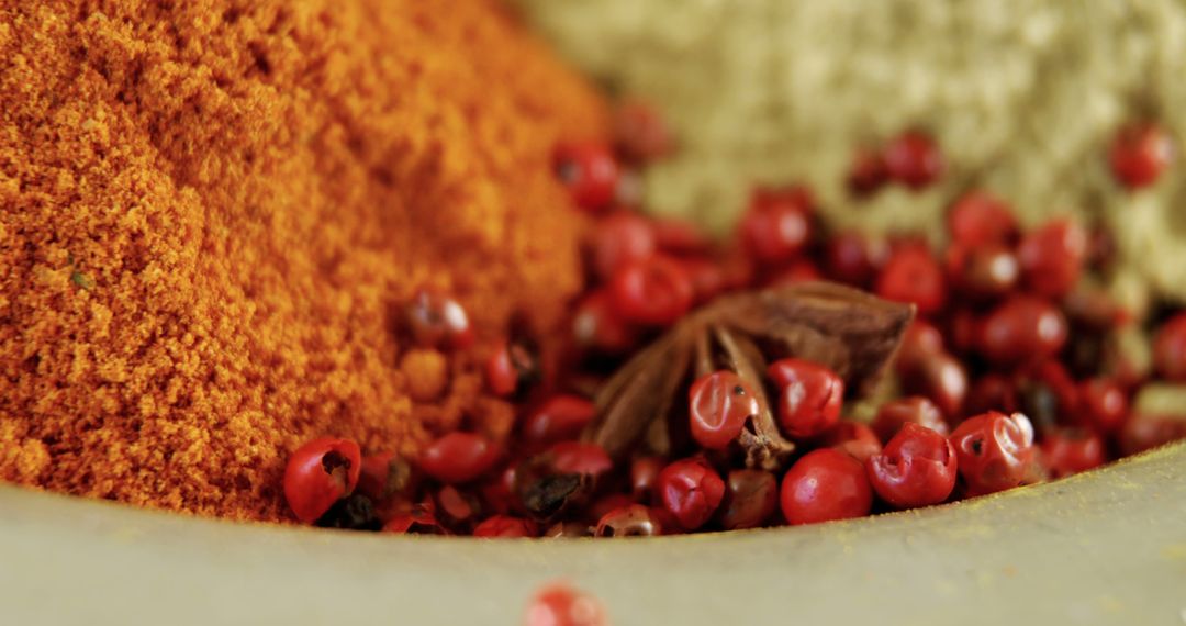 Close-up of Assorted Colorful Spices with Star Anise and Red Peppercorns - Free Images, Stock Photos and Pictures on Pikwizard.com