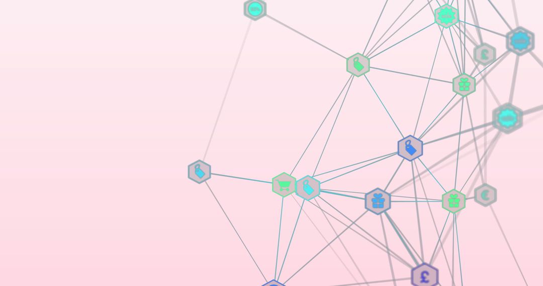 Digital Network Globe with Technology Icons on Pink Background