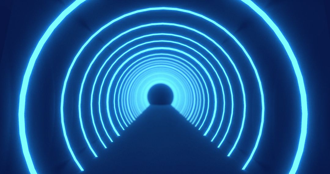 Futuristic Neon Blue Tunnel with Pulsating Arcs
