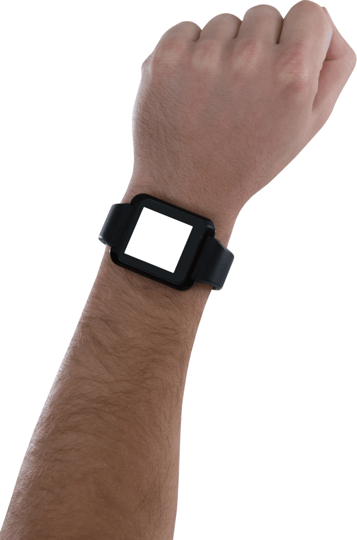 Transparent Background Hand Wearing Smartwatch
