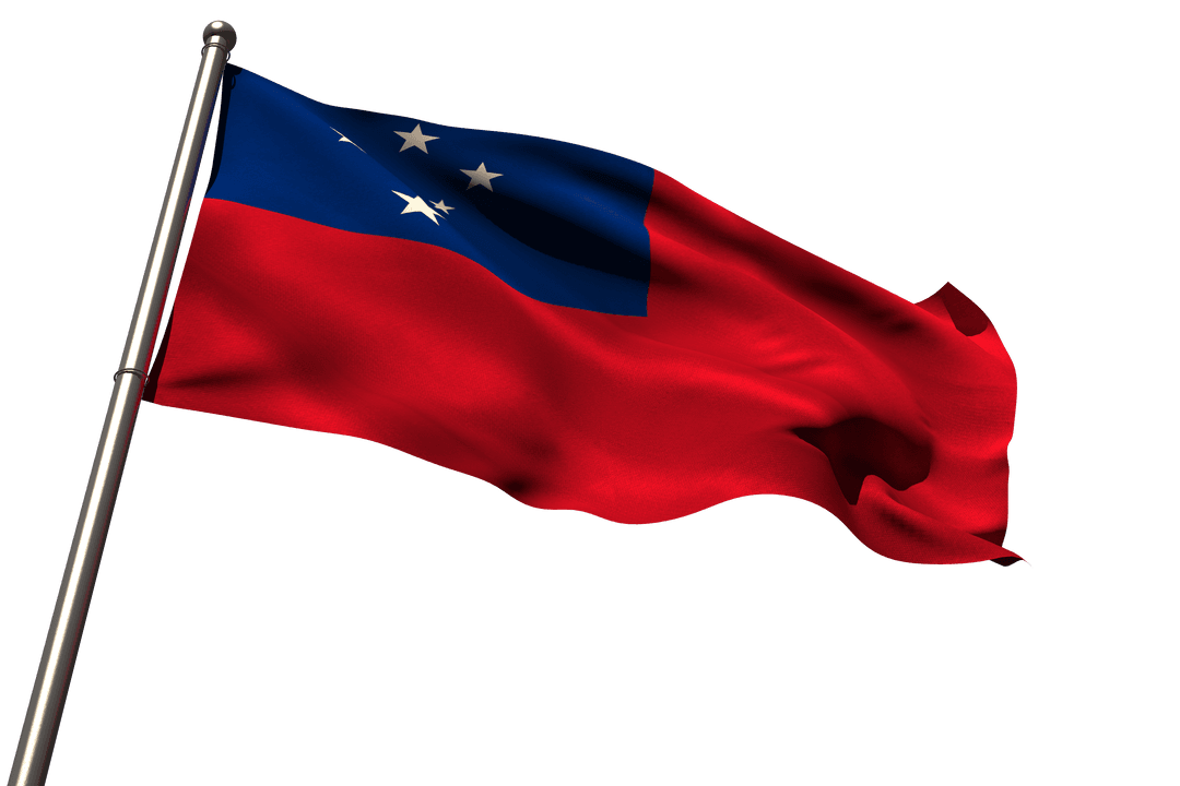 Waving Samoan Flag Isolated on Transparent Background