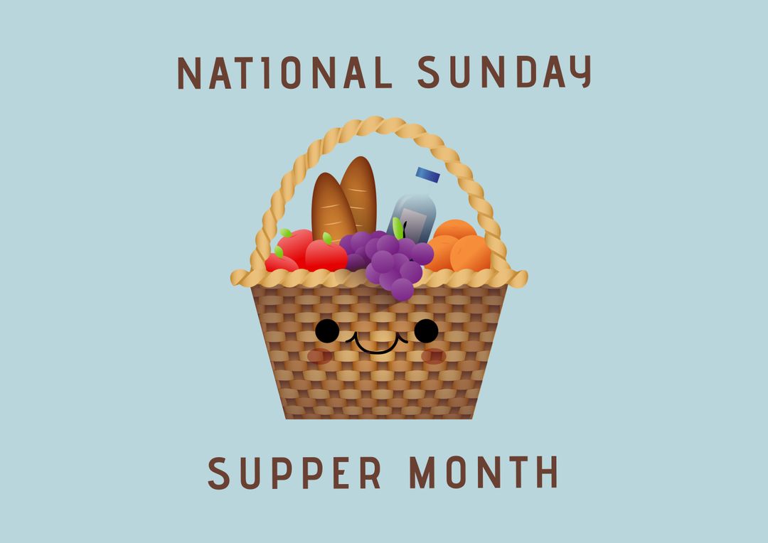 Adorable National Sunday Supper Month Basket Illustration - Free Images, Stock Photos and Pictures on Pikwizard.com