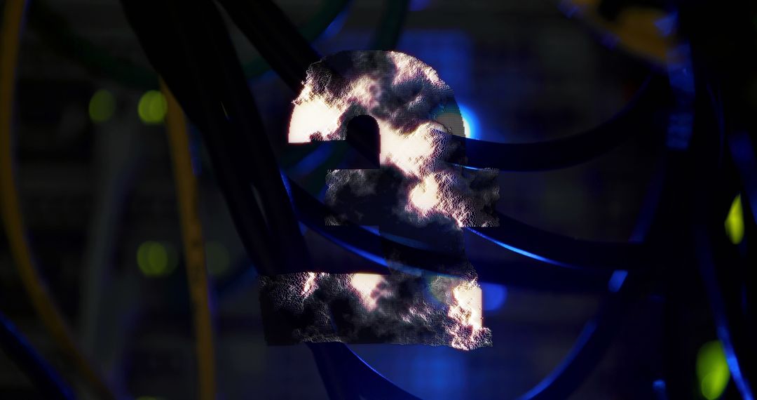 Pound Symbol Overlaid on Server Room with Electric Storm Effect