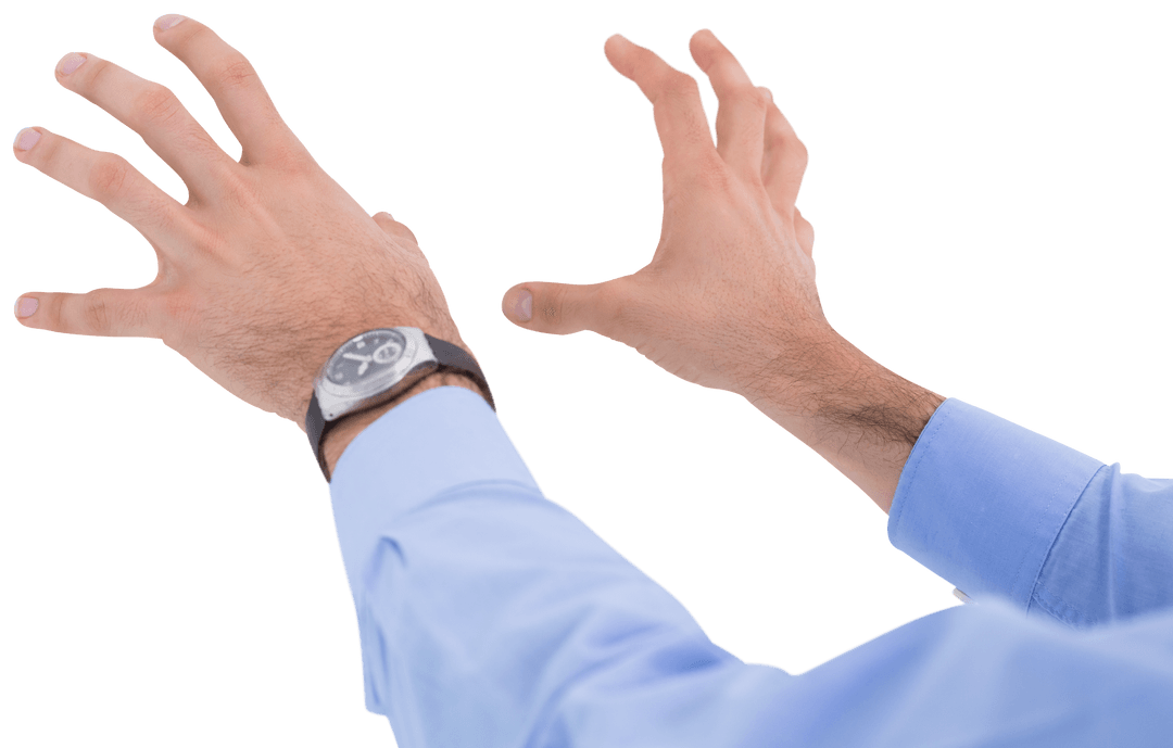 Transparent Hands Ready to Hold Object Isolated on White