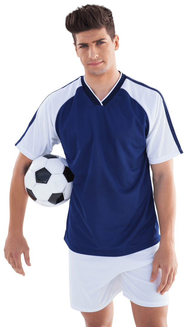 Transparent Portrait of Confident Football Player with Ball