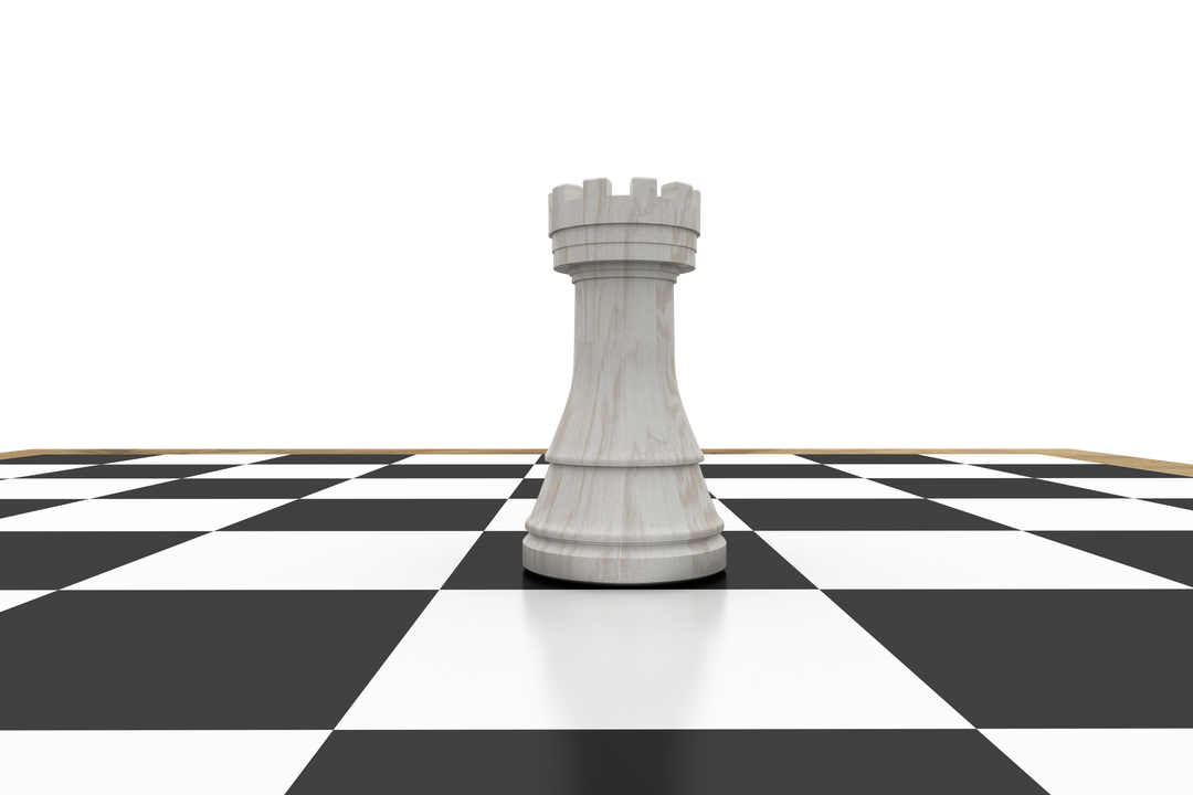 Transparent White Rook on Chessboard with Checkered Pattern Background - Download Free Stock Images Pikwizard.com