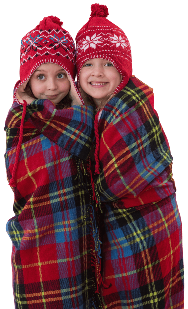 Happy Children in Festive Caps on Transparent Background