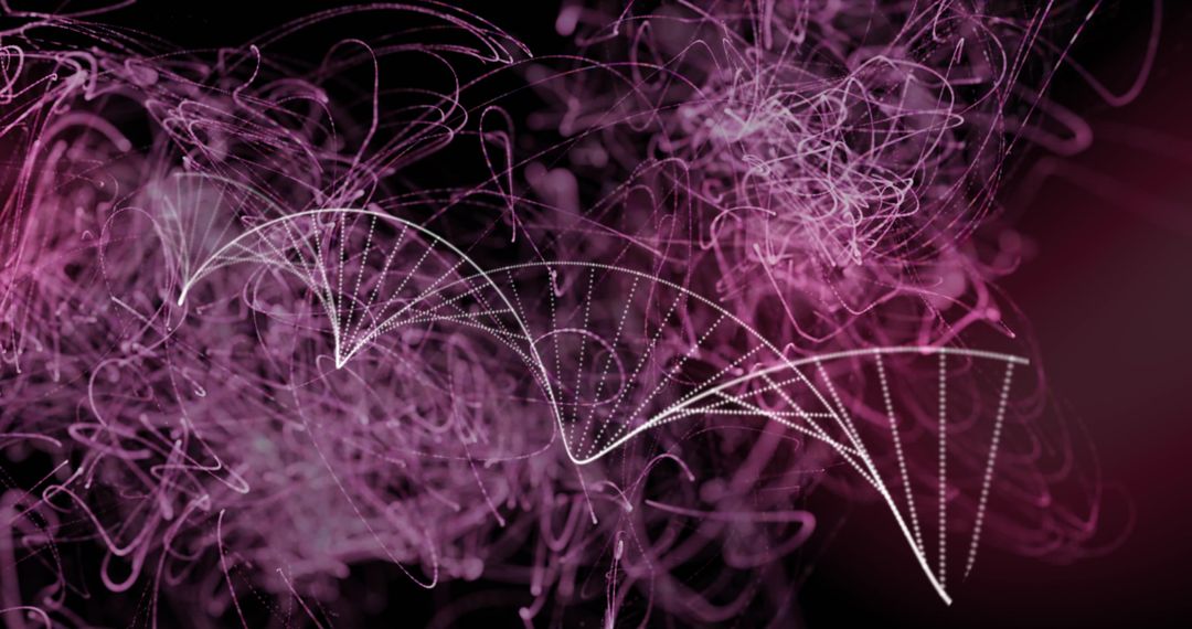 Digital DNA Structure with Abstract Purple Light Trails