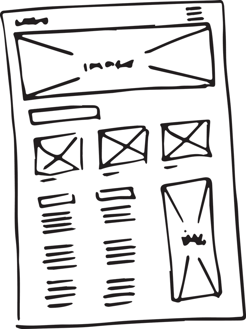 Sketch of Website Layout Design on Transparent Background - Download Free Stock Images Pikwizard.com