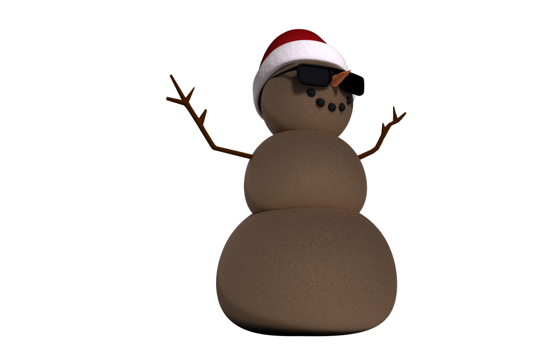 Brown Snowman with Santa Hat Transparent Background Isolated Illustration - Download Free Stock Images Pikwizard.com