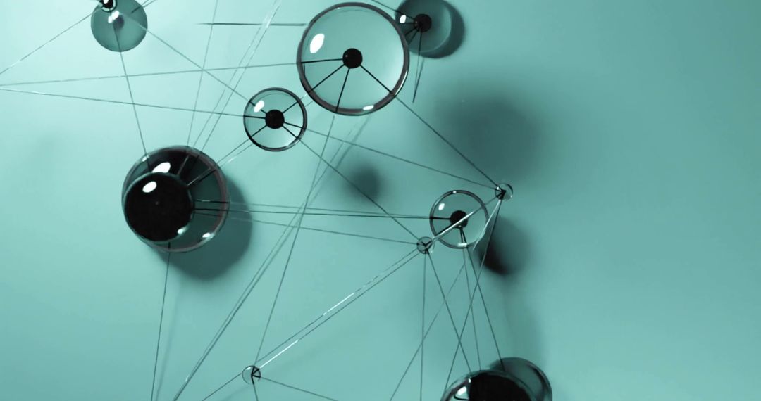 Abstract Network Spheres on Teal Background