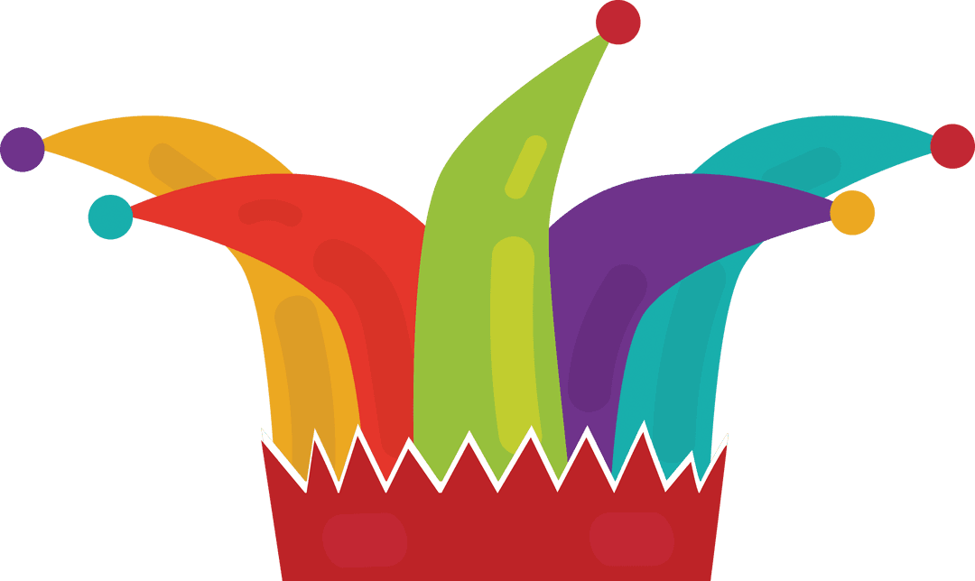 Colorful Jester Hat Illustration on Transparent Background
