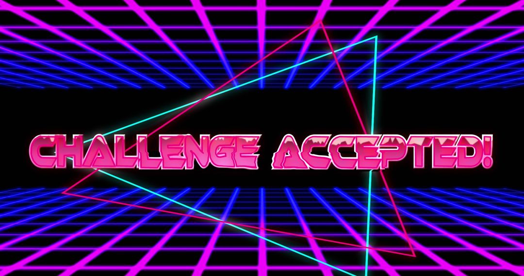 Retro Futuristic Challenge Accepted Graphic with Neon Design