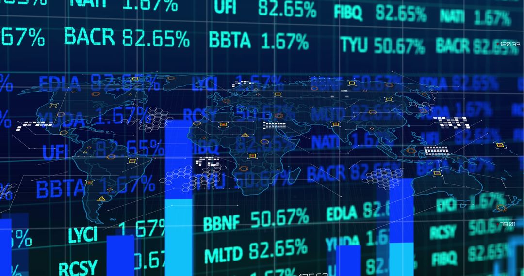 Digital World Map with Global Financial Technology