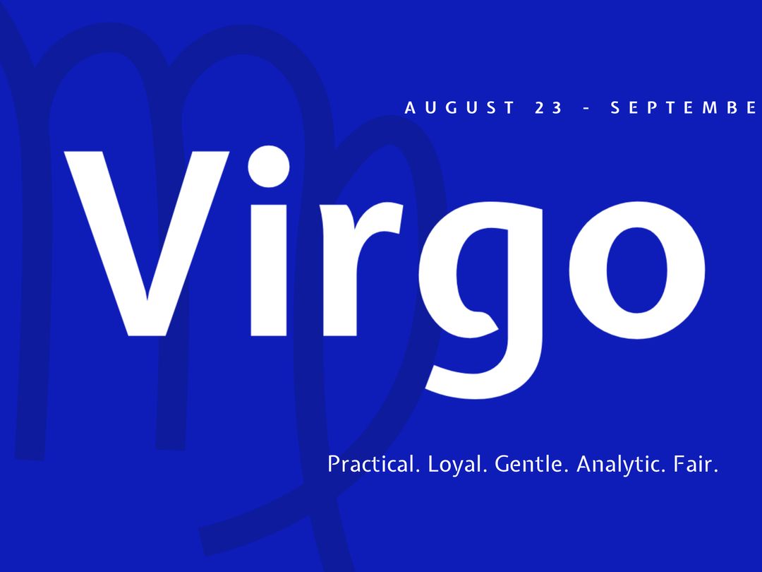 Virgo Zodiac Sign on Bold Blue Background