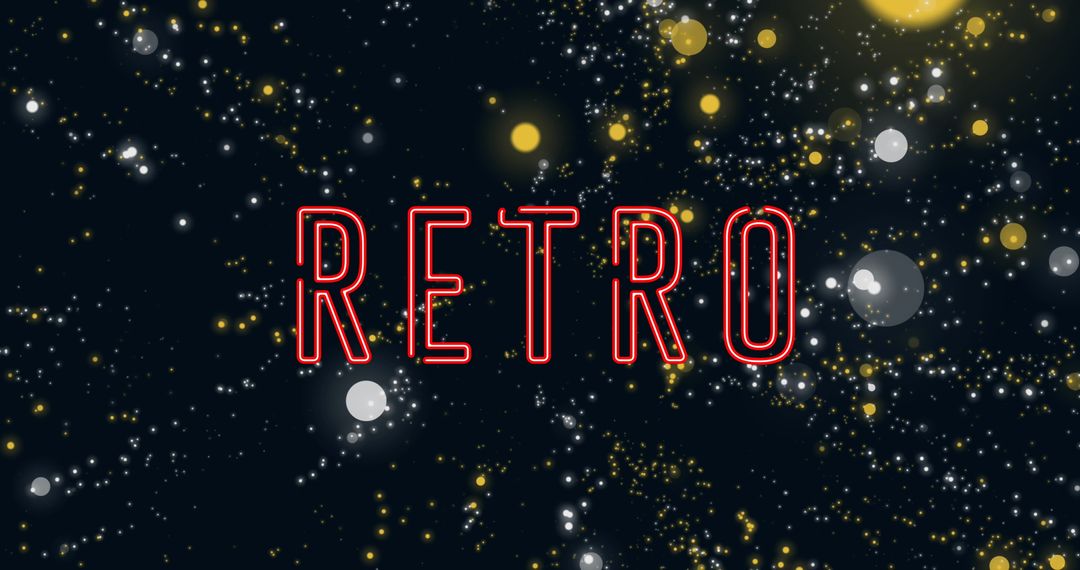 Retro Styled Neon Sign with Ambient Lights in Dark Background