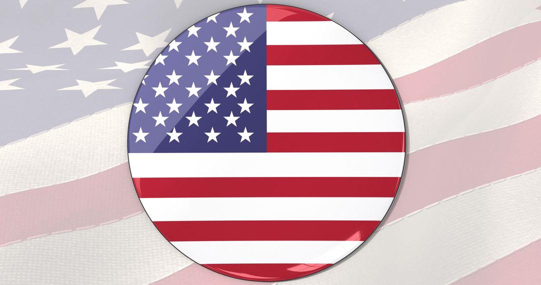 Rotating American Flag Icon Overlaid on Folded Flag Background