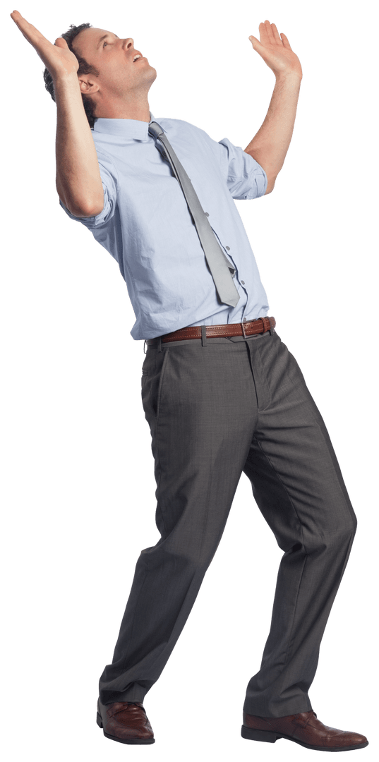 Businessman with Arms Raised in Victory Pose Transparent