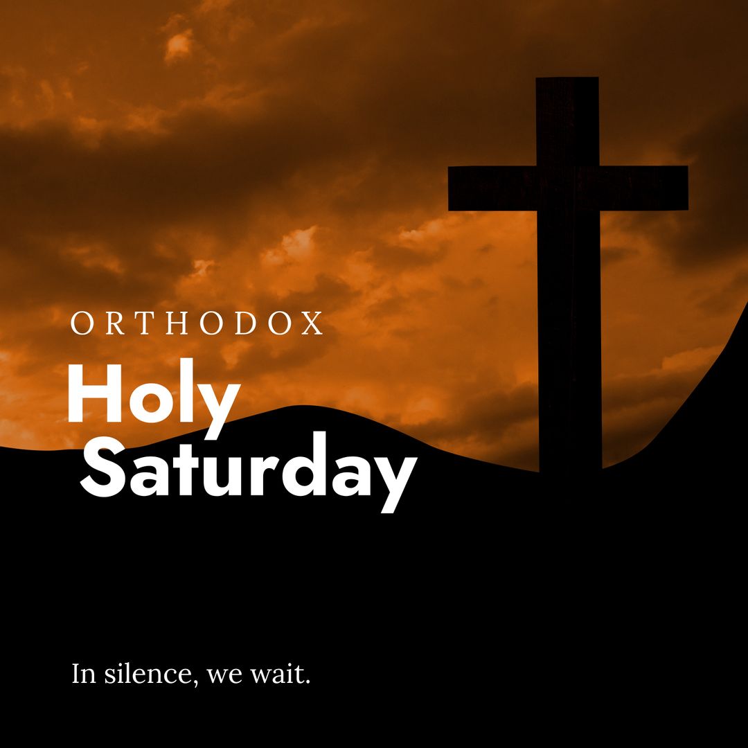 Orthodox Holy Saturday Cross in Silhouette Against Dramatic Sky