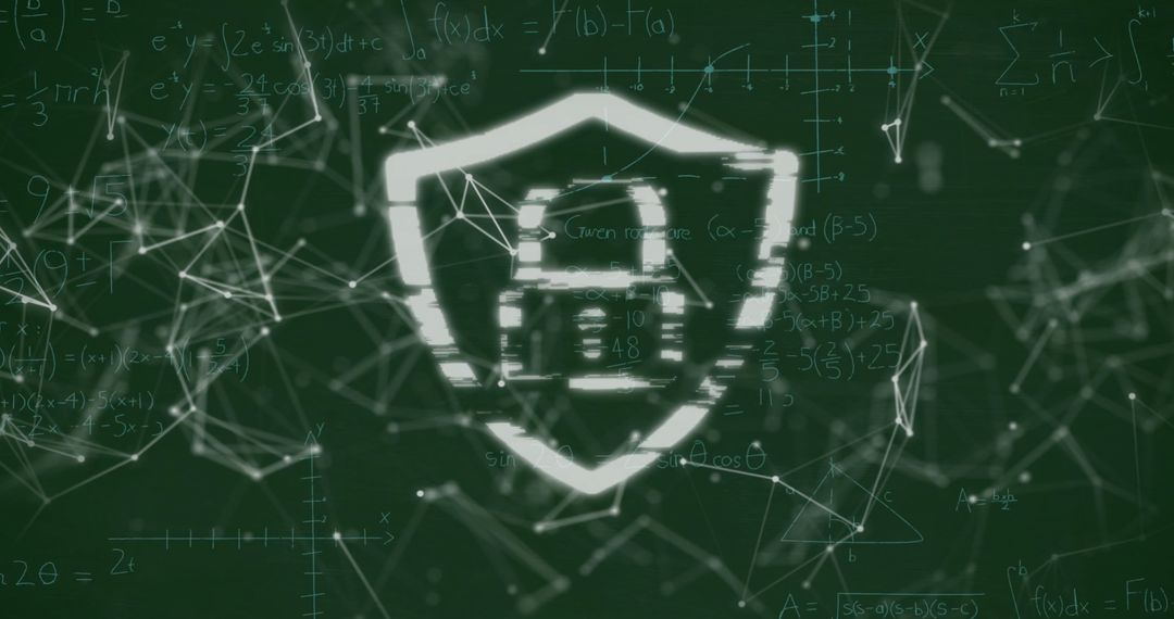 Digital Security Icon over Network Interface Background