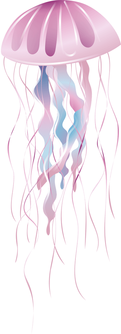 Ethereal Pastel Jellyfish Floating on Transparent Background