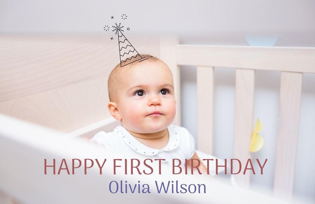 Baby's First Birthday Celebration with Personalized Message - Download Free Stock Templates Pikwizard.com