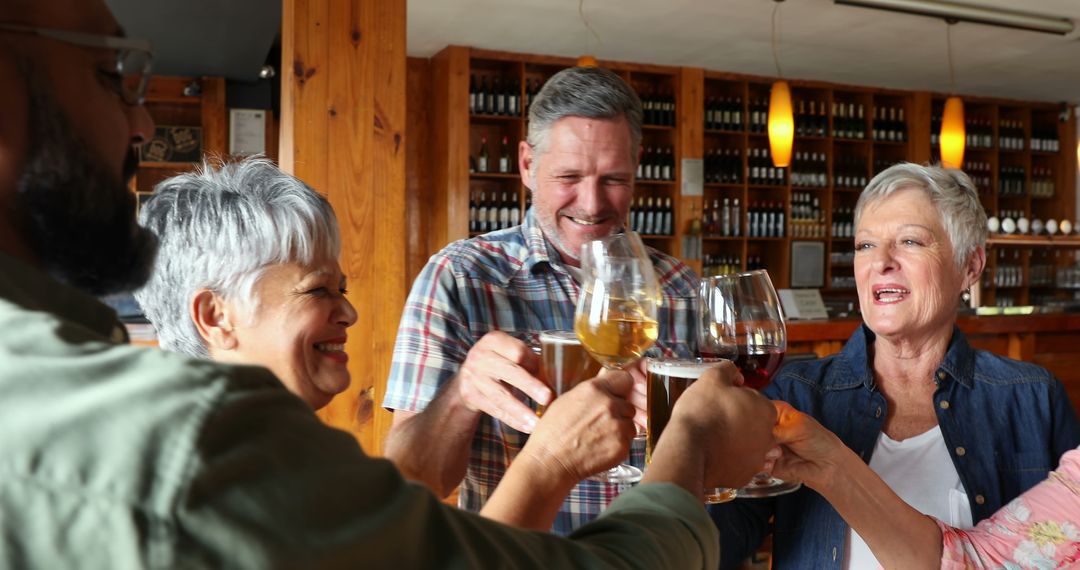 Group of Friends Enjoying Toast in Cozy Bar